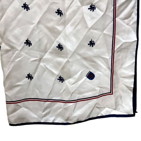 Scarf With Lions And Crest Ivory And Blue Square Scarf 31” X 32” - Picture 8 of 11